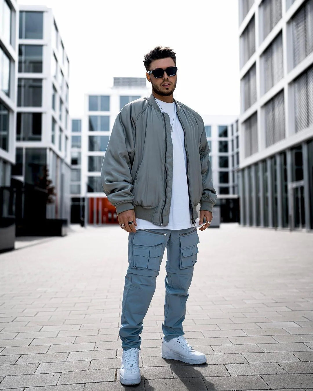 Padded bomber jacket with lapel collar