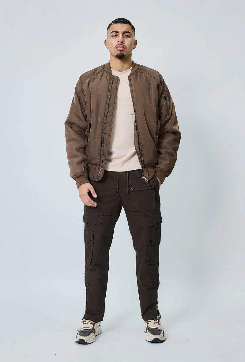 Padded bomber jacket with lapel collar