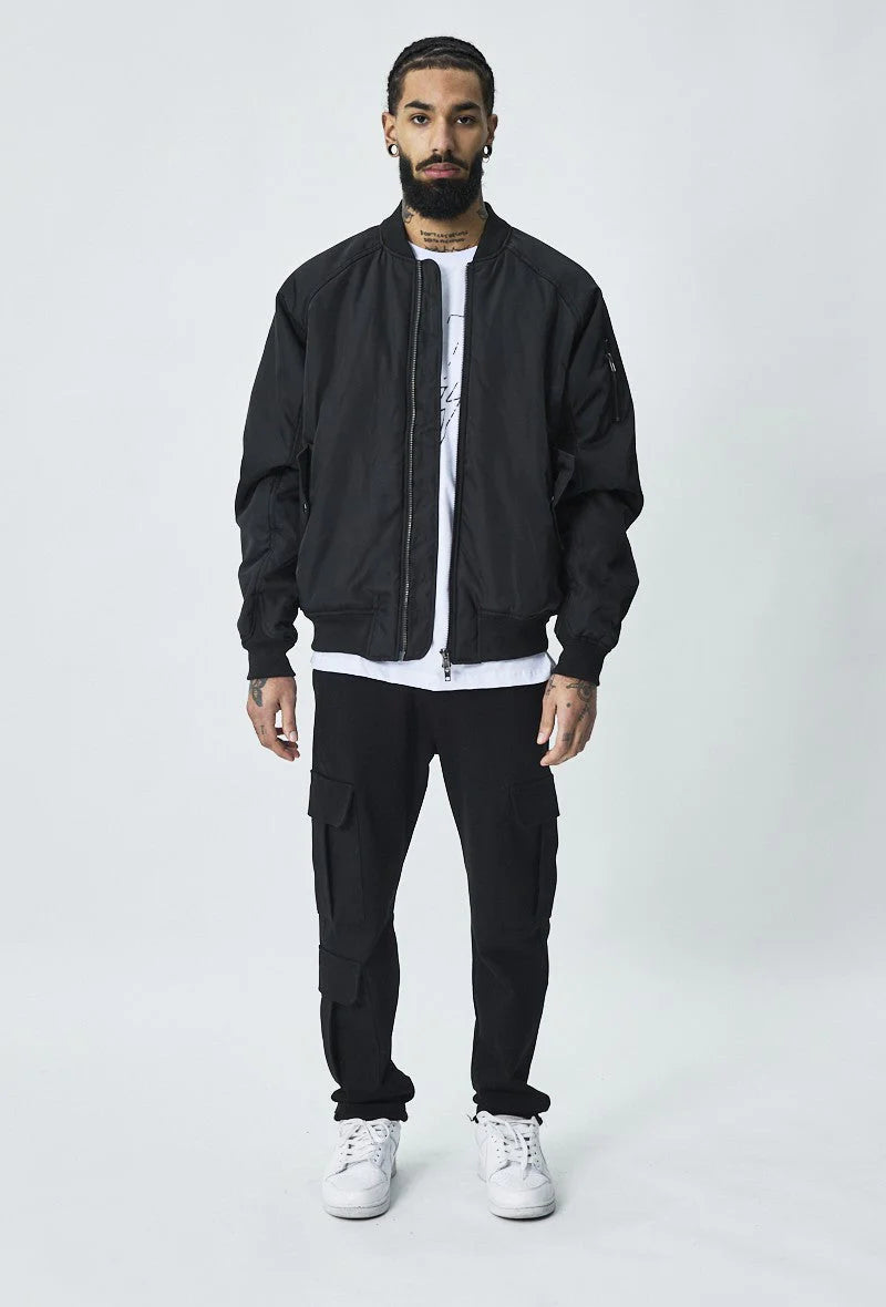 Padded bomber jacket with lapel collar