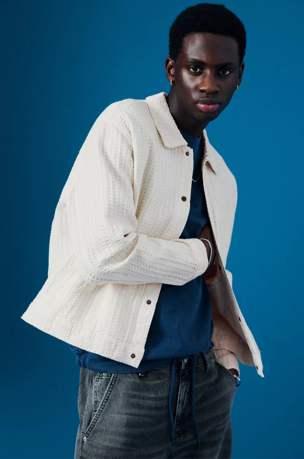 Textured trucker jacket
